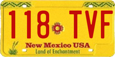 NM license plate 118TVF