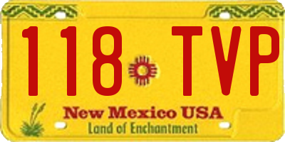 NM license plate 118TVP