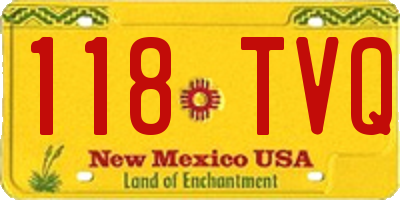NM license plate 118TVQ