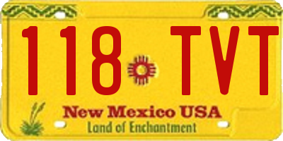 NM license plate 118TVT