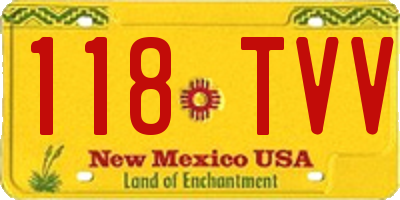 NM license plate 118TVV