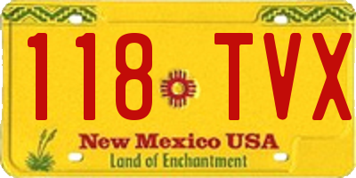 NM license plate 118TVX