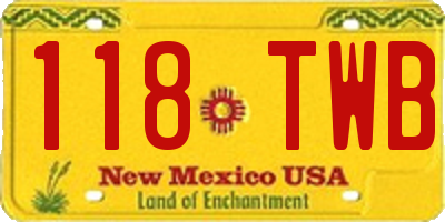 NM license plate 118TWB