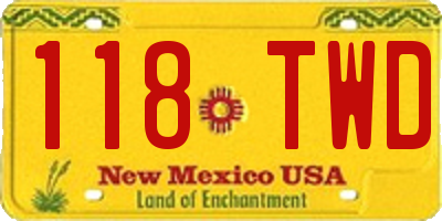 NM license plate 118TWD