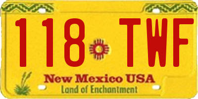 NM license plate 118TWF