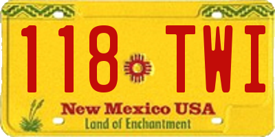 NM license plate 118TWI
