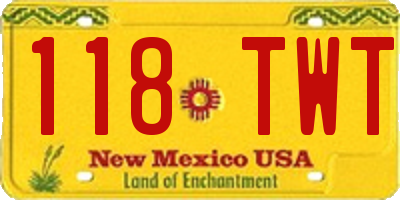 NM license plate 118TWT
