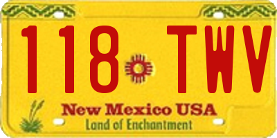NM license plate 118TWV