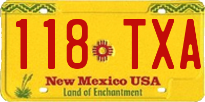 NM license plate 118TXA