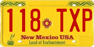 NM license plate 118TXP