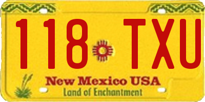 NM license plate 118TXU