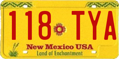 NM license plate 118TYA