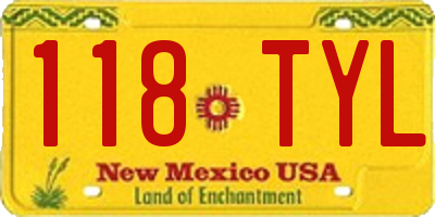 NM license plate 118TYL