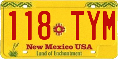 NM license plate 118TYM