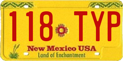 NM license plate 118TYP