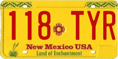 NM license plate 118TYR
