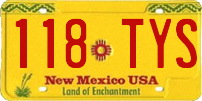 NM license plate 118TYS