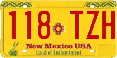 NM license plate 118TZH