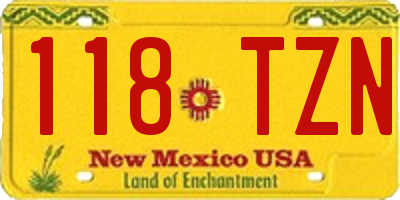 NM license plate 118TZN