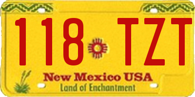 NM license plate 118TZT