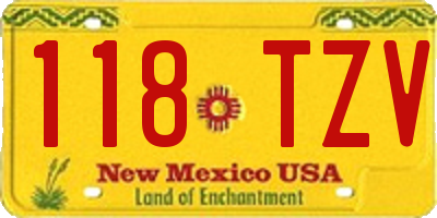 NM license plate 118TZV