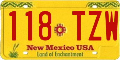 NM license plate 118TZW