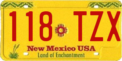 NM license plate 118TZX