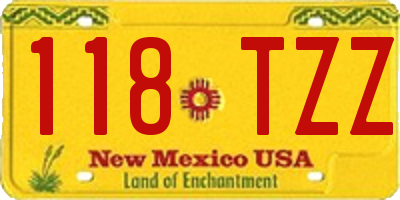 NM license plate 118TZZ