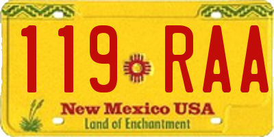 NM license plate 119RAA