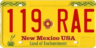 NM license plate 119RAE