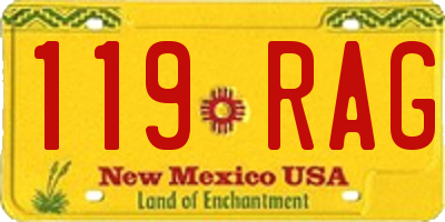 NM license plate 119RAG