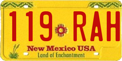 NM license plate 119RAH