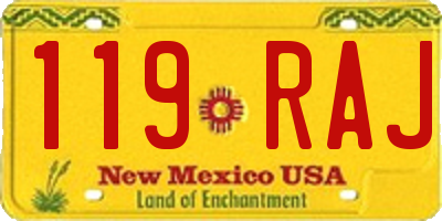 NM license plate 119RAJ