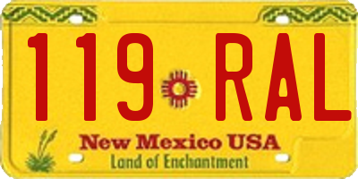 NM license plate 119RAL