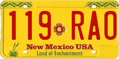 NM license plate 119RAO