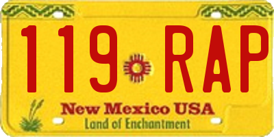 NM license plate 119RAP