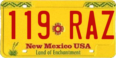 NM license plate 119RAZ