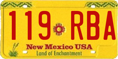 NM license plate 119RBA
