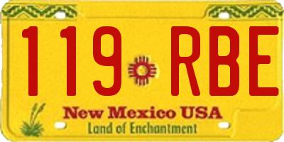 NM license plate 119RBE