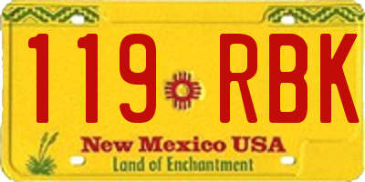 NM license plate 119RBK
