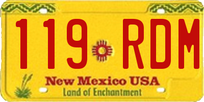 NM license plate 119RDM