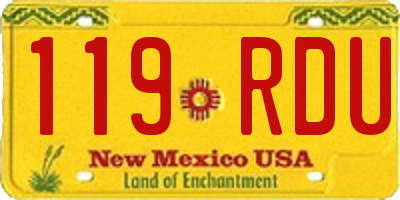 NM license plate 119RDU