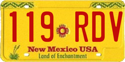 NM license plate 119RDV