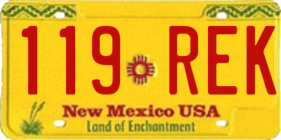 NM license plate 119REK
