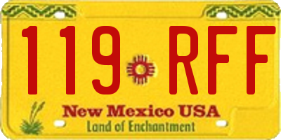 NM license plate 119RFF