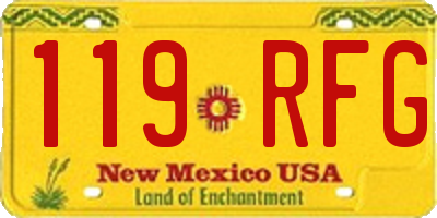 NM license plate 119RFG