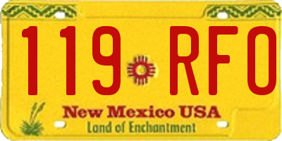 NM license plate 119RFO