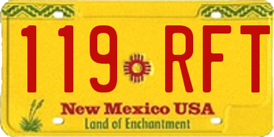 NM license plate 119RFT
