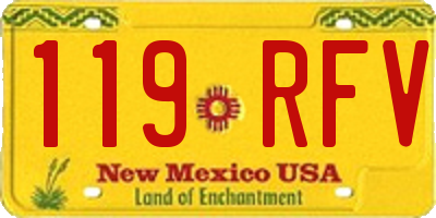 NM license plate 119RFV