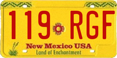 NM license plate 119RGF